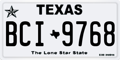 TX license plate BCI9768