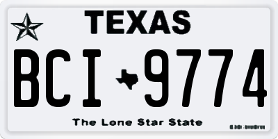 TX license plate BCI9774