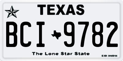 TX license plate BCI9782
