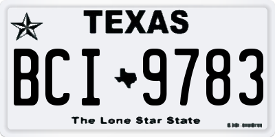 TX license plate BCI9783
