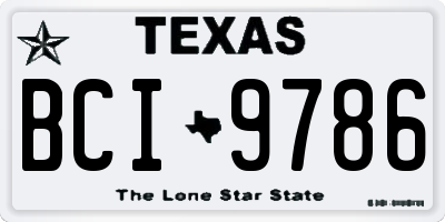 TX license plate BCI9786