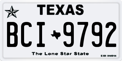 TX license plate BCI9792