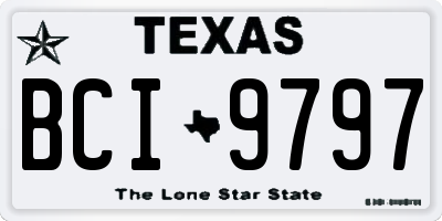 TX license plate BCI9797