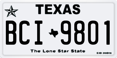 TX license plate BCI9801