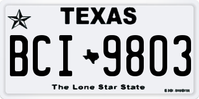 TX license plate BCI9803