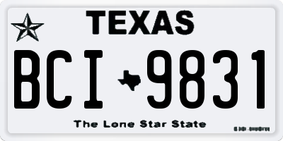 TX license plate BCI9831