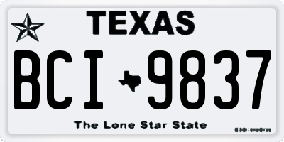 TX license plate BCI9837