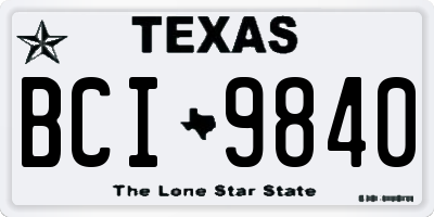 TX license plate BCI9840