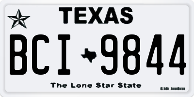 TX license plate BCI9844