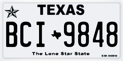 TX license plate BCI9848