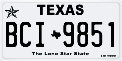 TX license plate BCI9851