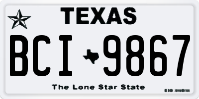 TX license plate BCI9867
