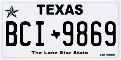 TX license plate BCI9869
