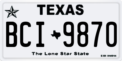 TX license plate BCI9870