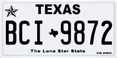 TX license plate BCI9872