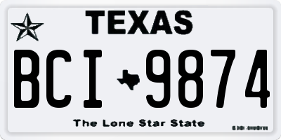 TX license plate BCI9874