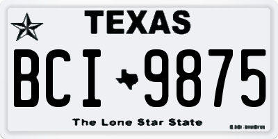 TX license plate BCI9875