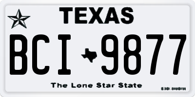 TX license plate BCI9877