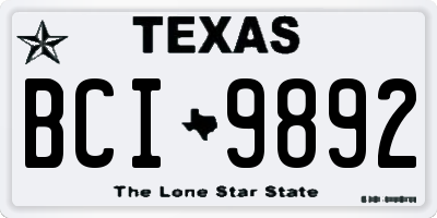 TX license plate BCI9892