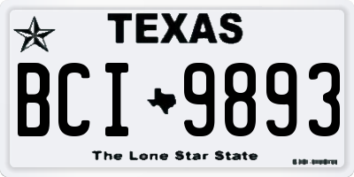 TX license plate BCI9893