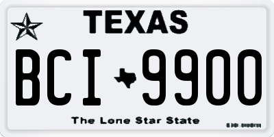 TX license plate BCI9900