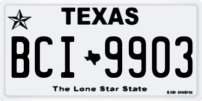 TX license plate BCI9903