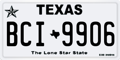 TX license plate BCI9906