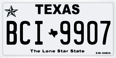 TX license plate BCI9907