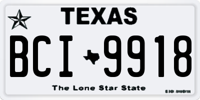 TX license plate BCI9918