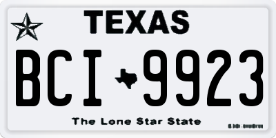 TX license plate BCI9923