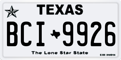 TX license plate BCI9926