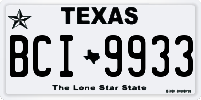 TX license plate BCI9933