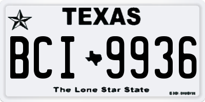 TX license plate BCI9936