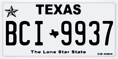 TX license plate BCI9937