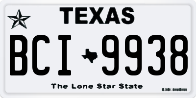 TX license plate BCI9938