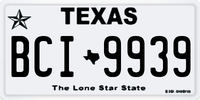 TX license plate BCI9939
