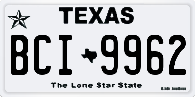 TX license plate BCI9962
