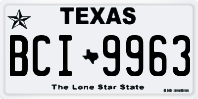 TX license plate BCI9963