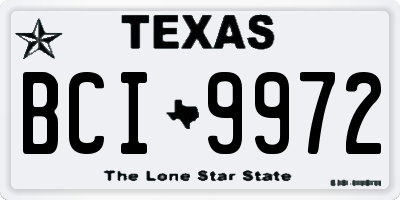 TX license plate BCI9972