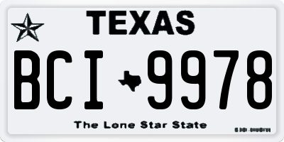 TX license plate BCI9978