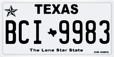 TX license plate BCI9983