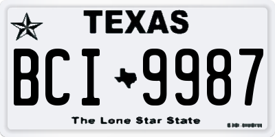 TX license plate BCI9987