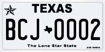 TX license plate BCJ0002