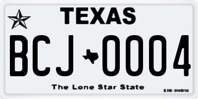 TX license plate BCJ0004