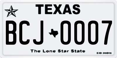 TX license plate BCJ0007