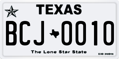 TX license plate BCJ0010