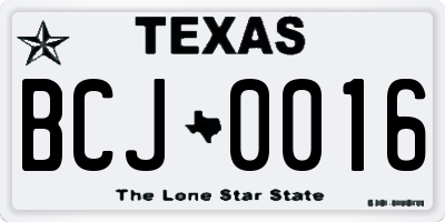 TX license plate BCJ0016