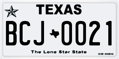 TX license plate BCJ0021