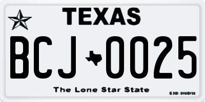 TX license plate BCJ0025