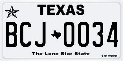 TX license plate BCJ0034